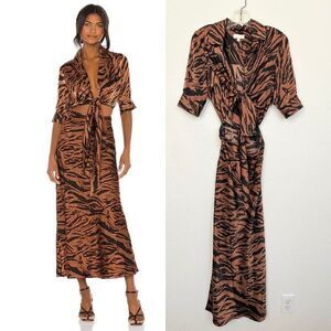 Ronny Kobo Carol Cutout Dress Brown Black Giraffe Print Clubbing Women's Small